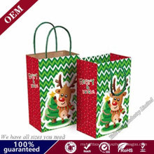 New Fashion Custom Made Cute Christmas Element Gift Stanta Reindeer Paper Bags